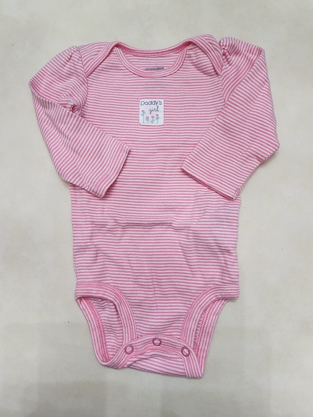 Pink Striped Long-Sleeve Baby One-Piece - "Daddy's Girl"